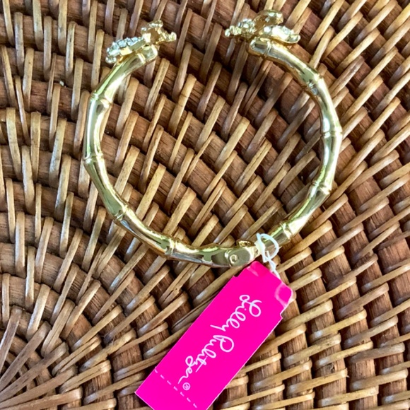 Lilly Pulitzer Bracelet NWT Sparkling BUMBLE BEE GOLD CRYSTAL ⭐️Bamboo HINGE - Picture 7 of 14